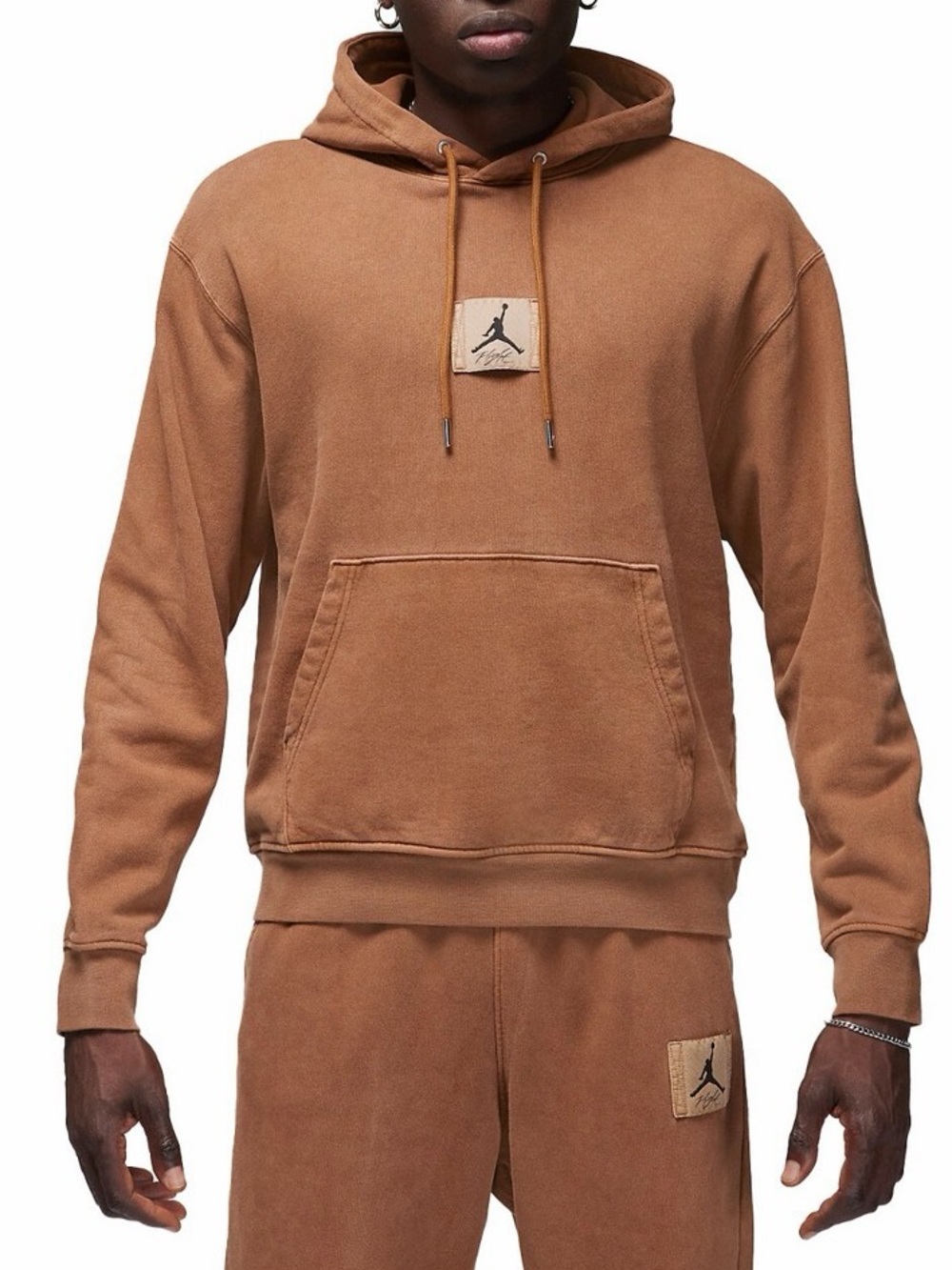 Nike Jordan Essentials SET Brown Men Statement Flight Fleece Hoodie/Sweats Sz L - Picture 2 of 10